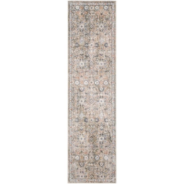 Nourison Astra Machine Washable Silver Taupe 2 ft. x 6 ft. Distressed Traditional Runner Area Rug