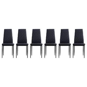 Black Diamond Shaped Counter PU Soft Leather Surface Side Chair Dining Chairs(Set of 6)