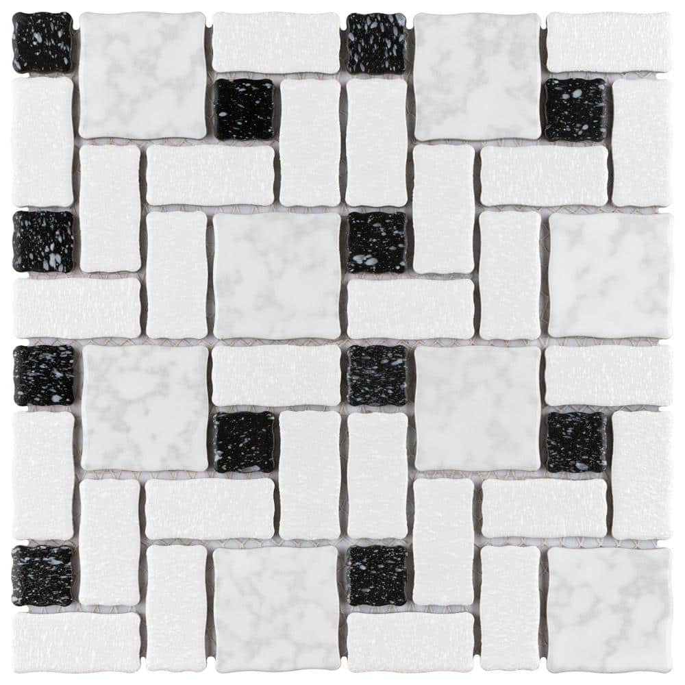 Academy White and Black 11-3/4 in. x 11-3/4 in. Porcelain Mosaic Tile (9.8 sq. ft./Case) price history on PriceWatchPro
