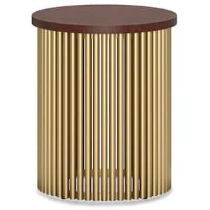 Demy 18 in. W Cognac and Gold Metal and Wood Accent Table