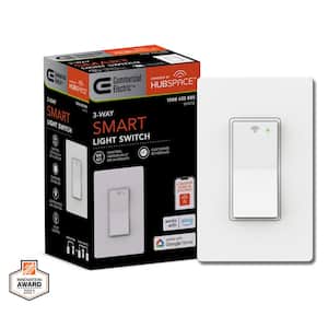 10 Amp 3-Way Smart Home Specialty Light Switch with Wi-Fi and Bluetooth Technology, White (1-Pack) Powered by Hubspace