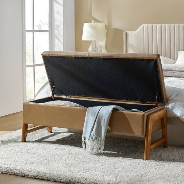JAYDEN CREATION Hedda Taupe 49.6 in. W Upholstered Storage