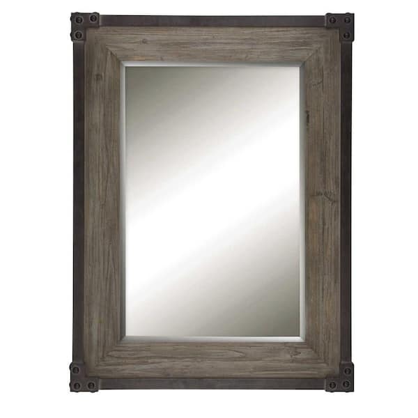 Unbranded Fadia 40 in. H x 30 in. W Rectangular Framed Wall Mirror in Woodtone