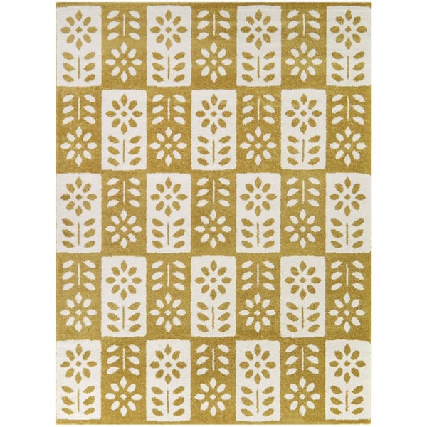 BALTA Karol Gold 5 ft. x 7 ft. Floral Area Rug