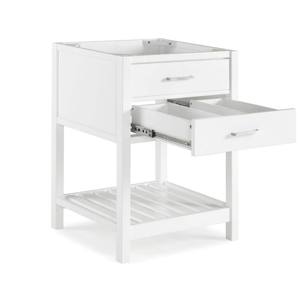 Harrison 24" White Pine Freestanding Vanity Cabinet with Open Shelf