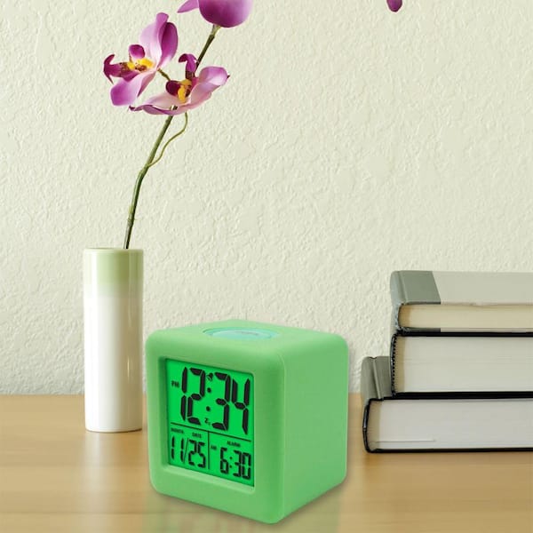La Crosse Technology 3-1/4 in. x 3-1/4 in. Soft Green Cube LCD Digital Alarm Clock