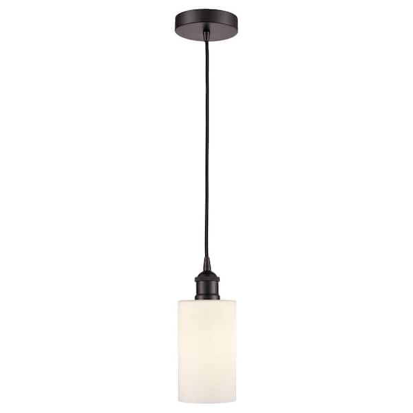 Clymer 60-Watt 1-Light Oil Rubbed Bronze Standard Mini Pendant Light with Painted Glass Shade, No Bulbs Included