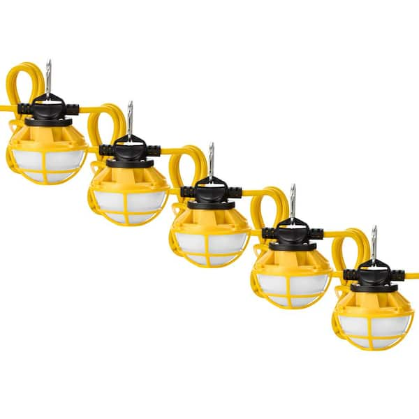 Maxxima Heavy Duty LED Construction String Light, 7500 Lumens, 5000K Daylight, 60 Watts, 50 Ft, Linkable