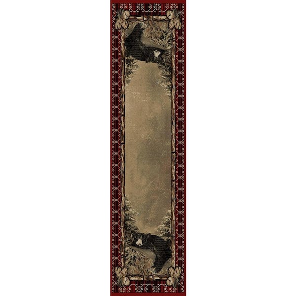 Mayberry Rug Lodge King Lazy Bear Multi-Colored 2 ft. x 8 ft. Area Rug