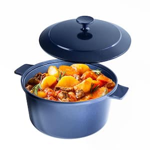 5 qt. Round Aluminum Ultra-Durable Nonstick Diamond Infused Sparkled Coating Dutch Oven in Navy