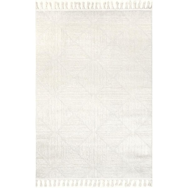 Shafali 6 ft. x 6 ft. Tiled Trellis Cream Indoor Square Rug