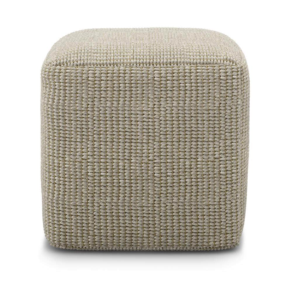 Zelma 18" Square Nude Woven Polyester Pouf
