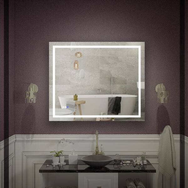 Maincraft 30 in. W x 36 in. H Rectangular Frameless Anti-Fog Wall Mounted LED Light Bathroom Vanity Mirror in Silver