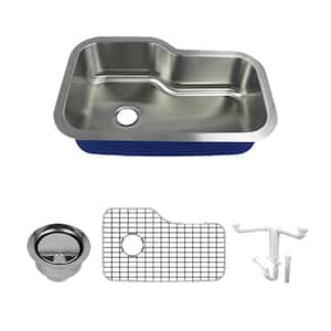 Meridian All-In-One Undermount Stainless Steel 33 in. Single Bowl Kitchen Sink in Brushed Stainless Steel