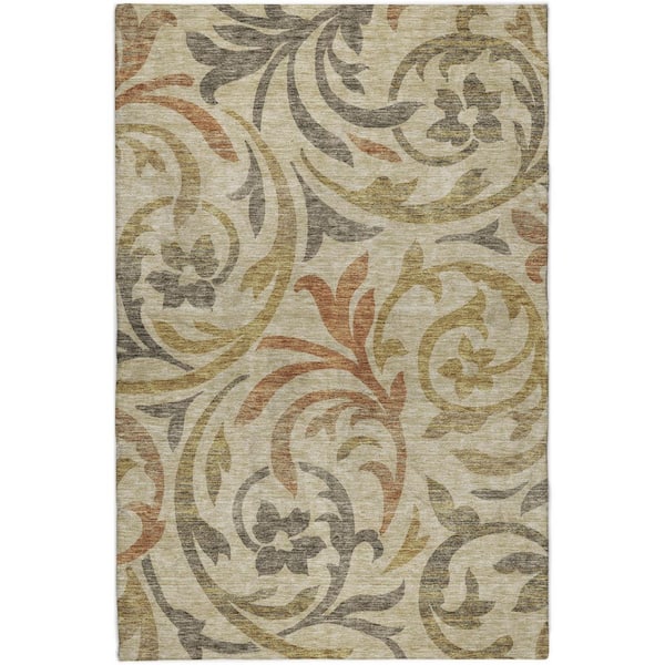 Dream Shag Premium Machine Washable Abstract ADS764 Beige 9 ft. x 12 ft. Area Rug