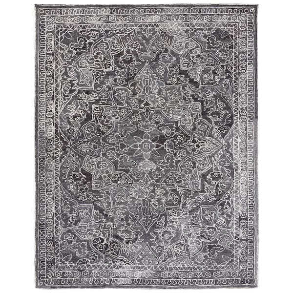 SAFAVIEH Marquee Black/Ivory 8 ft. x 10 ft. Floral Oriental Area Rug