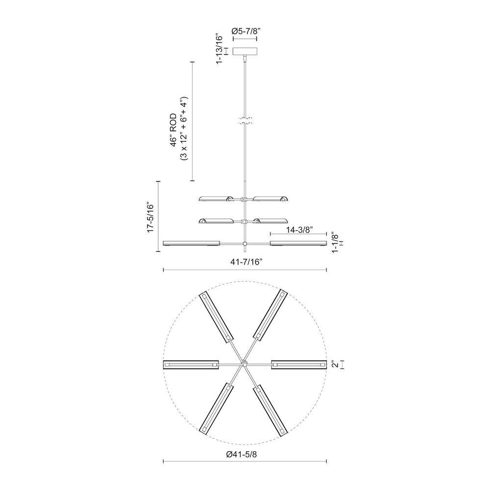 Astrid Urban Bronze 41'' LED Sputnik Modern Linear Chandelier