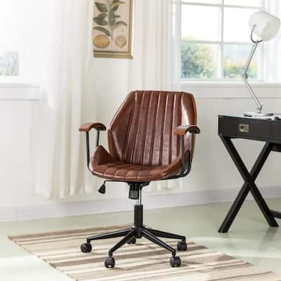 38.00"H Russet Brown Leatherette Ergonomic Adjustable Height Swivel Desk Chair/Task Chair