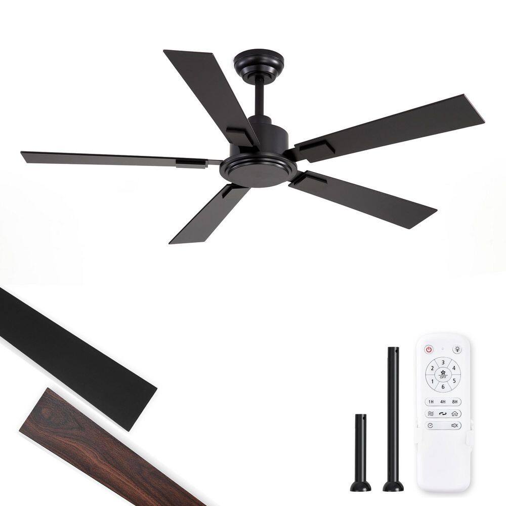52 in. 6-Speed Indoor Quiet Downrod Mount Standard Black Ceiling Fan No Lights with Remote Control Included price history on PriceWatchPro