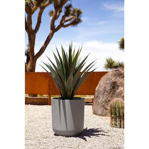 Kona 20 in. Round Gray Plastic Planter