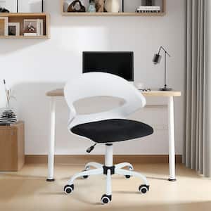 Dot Fabric Standard Upholstered Swivel Chair Ergonomic Adjustable Height Task Chair in Black with Wheels