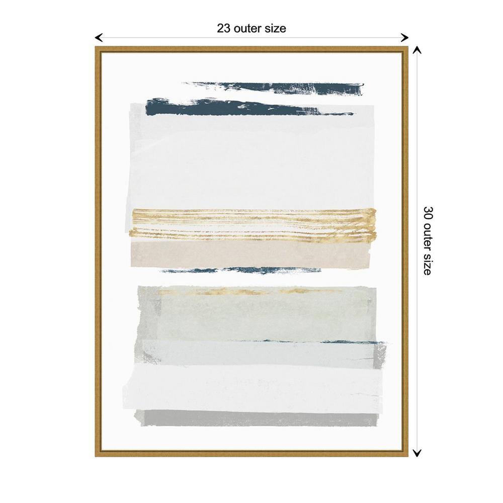 32" x 24" Abstract Gold and Gray Canvas Art
