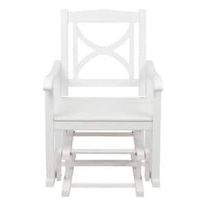 39 in. H White Wooden Luna Glider Chair, Yard Patio Garden Wood Furniture