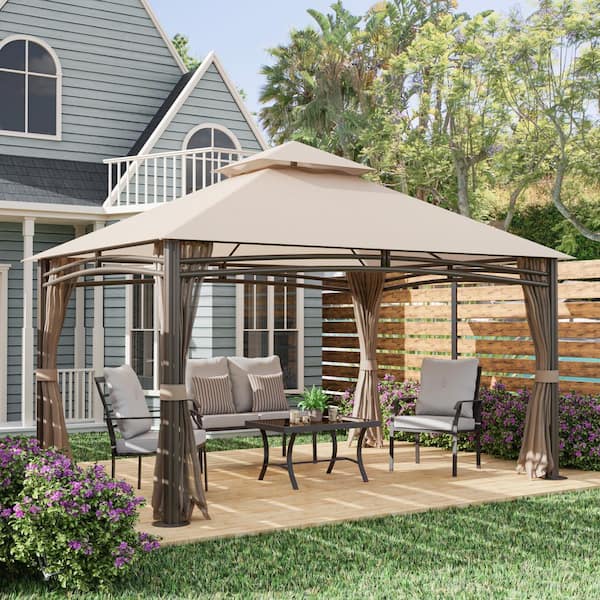 Furniture of America Rainforge 13.42 ft. x 10.09 ft. Brown Outdoor ...