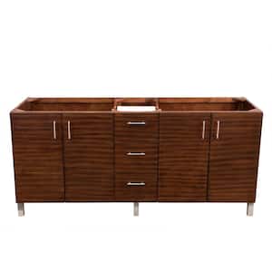 Metropolitan 72 in. W x 33 in. H Double Bath Vanity Cabinet Only in American Walnut with Chrome Hardware