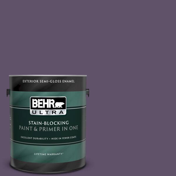 BEHR ULTRA 1 gal. #UL250-21 Darkest Grape Semi-Gloss Enamel Exterior Paint and Primer in One