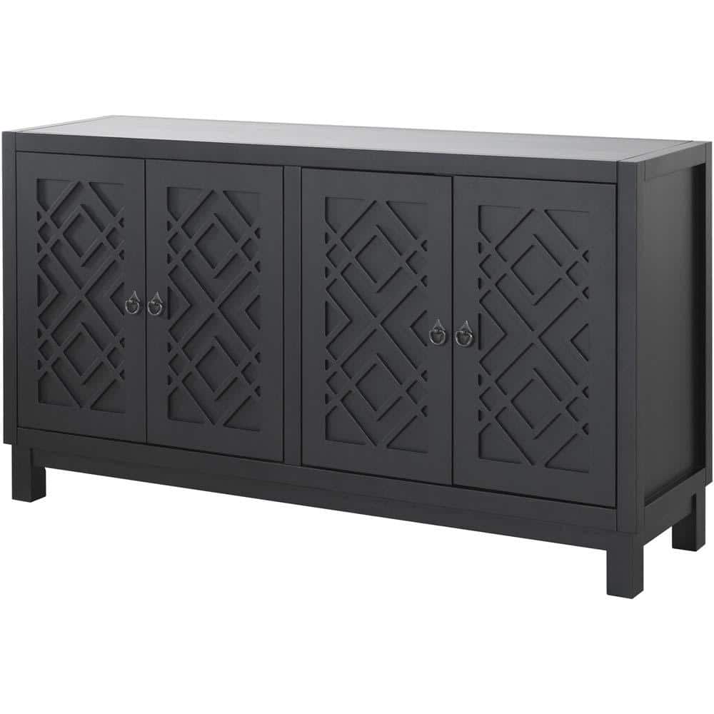 60 in. W x 15.7 in. D x 32 in. H Black Freestanding Linen Cabinet with 4-Do