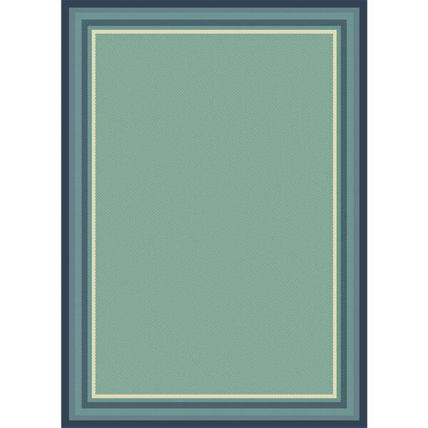 Hampton Bay Border Aqua Field Navy/Aqua 5 ft. x 7 ft. Indoor/Outdoor Area Rug