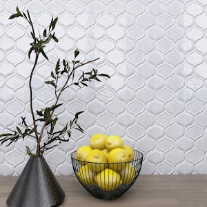 Classic White 9.69 in. x 11.97 in. Arabesque Glossy Glass Mosaic Tile (8.1 sq. ft./Case)