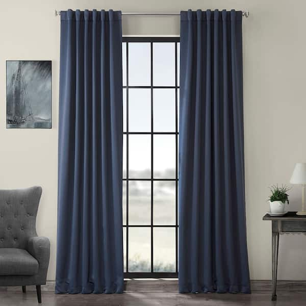 Exclusive Fabrics & Furnishings Nocturne Blue Rod Pocket Blackout Curtain - 50 in. W x 84 in. L (1 Panel)