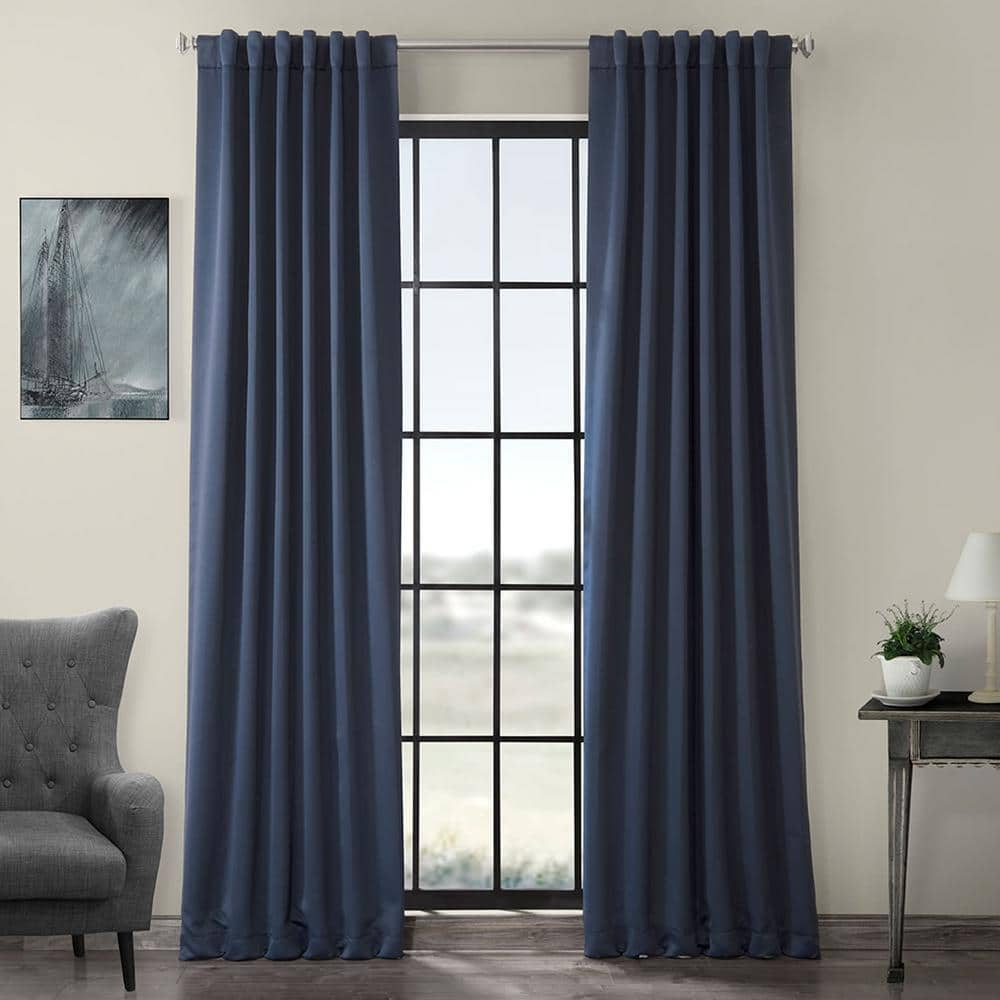 Exclusive Fabrics Furnishings Nocturne Blue Rod Pocket Blackout Curtain 50 In W X 96 In L Boch 194033 96 The Home Depot