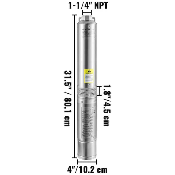 VEVOR Deep Well Submersible Pump 1 HP 37GPM 207 ft. Head 4