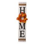 42 in. H Wooden Home Porch Sign with 3 Changeable Wreathes (Spring/Fall/Christmas)
