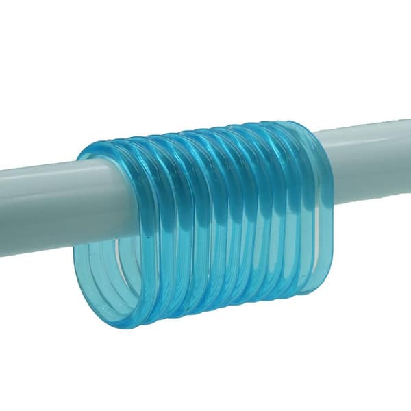 Shower Curtain Rings Plastic Hooks Solid and Clear Turquoise Blue (Set of 12)
