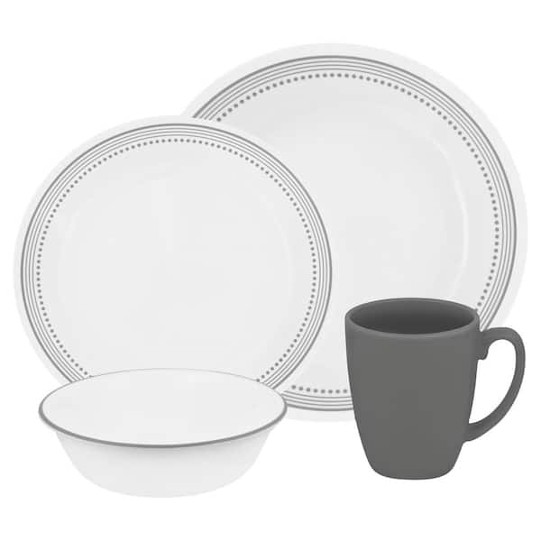 Corelle Classic 16-Piece Patterned Gray Design Glass Dinnerware Set (Service for 4)