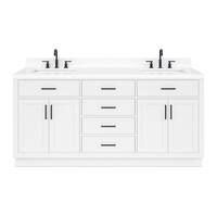 Hepburn 72 in. W x 22 in. D x 36 in. H Double Sink Freestanding Bath Vanity in White with Carrara Quartz Top