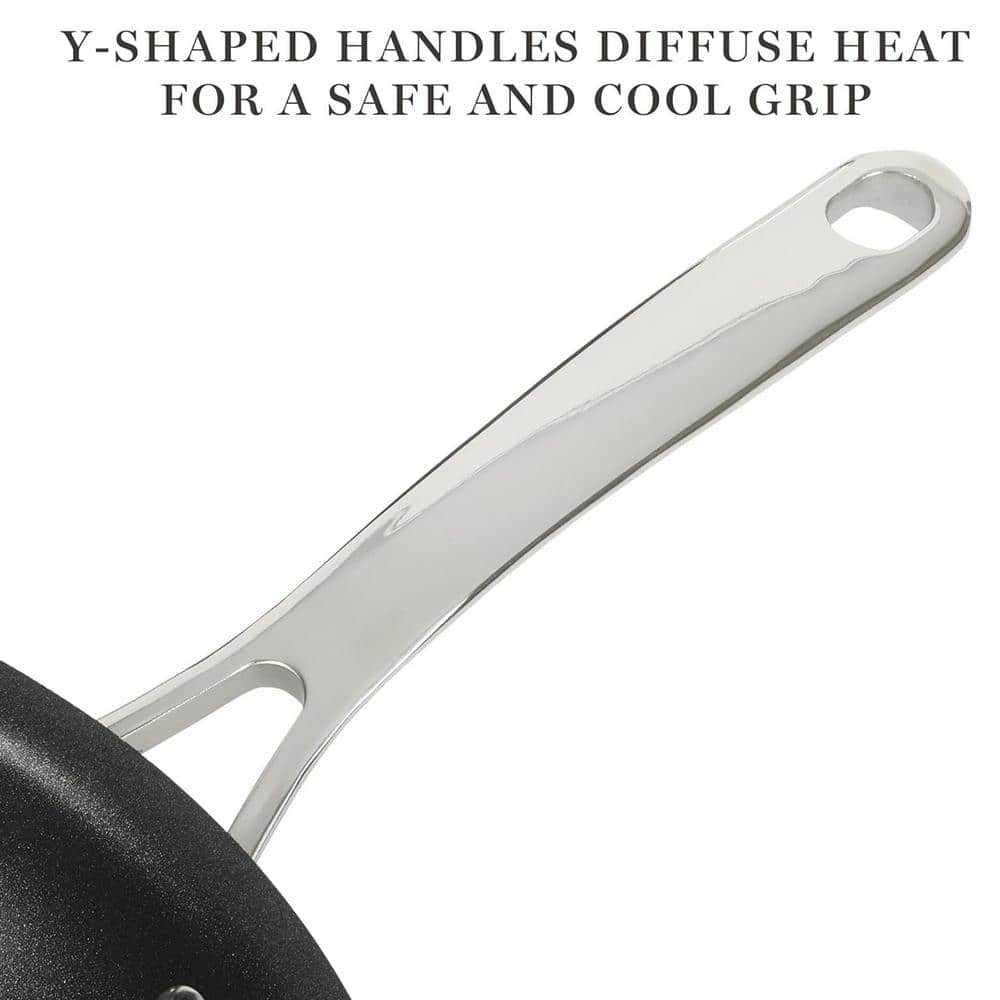 Cream and Black Aluminum Nonstick 2-Piece Fry Pan Set