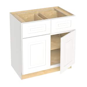Grayson Pacific White Painted Plywood Shaker Assembled Bath Cabinet Soft Close 33 in W x 21 in D x 34.5 in H