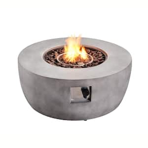 Outdoor 36 in. W x 15 in. H Round Concrete Gas Fire Pit