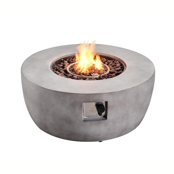 Teamson Home Outdoor 36 in. W x 15 in. H Round Concrete Gas Fire Pit