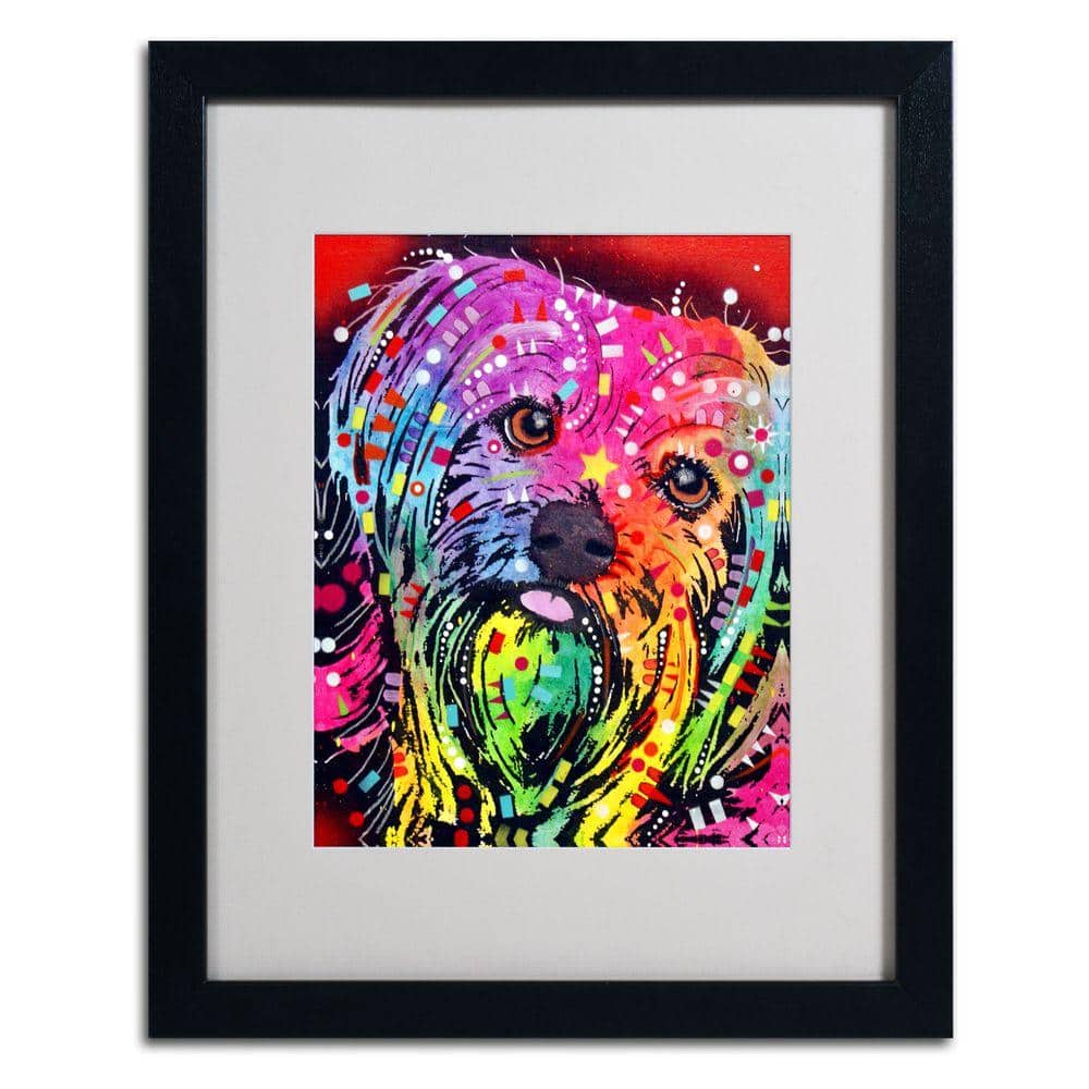 Vibrant Yorkie Pop Art Canvas Print in Black Frame