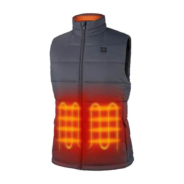 ORORO Men's Large Dark Gray 7.2-Volt Lithium-Ion Lightweight Heated Vest with (1) 5.2 mAh Battery and Charger