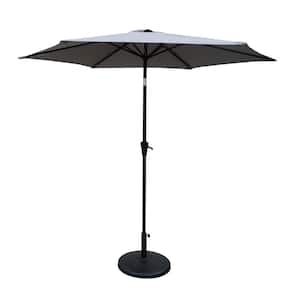8.8 ft. Outdoor Aluminum Patio Umbrella with 42 pounds Round Resin Umbrella Base, Gray