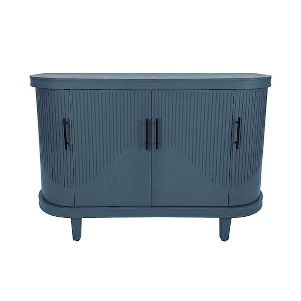 COWLOWN 47.24 in. W x 15.75 in. D x 32.28 in. H Blue Linen Cabinet with 4 Doors and Adjustable Interior Shelves