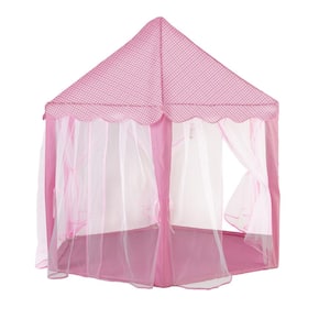 Pink Indoor and Outdoor, 53 in. H Princess Castle Play Tent House with LED Star Lights for Kids