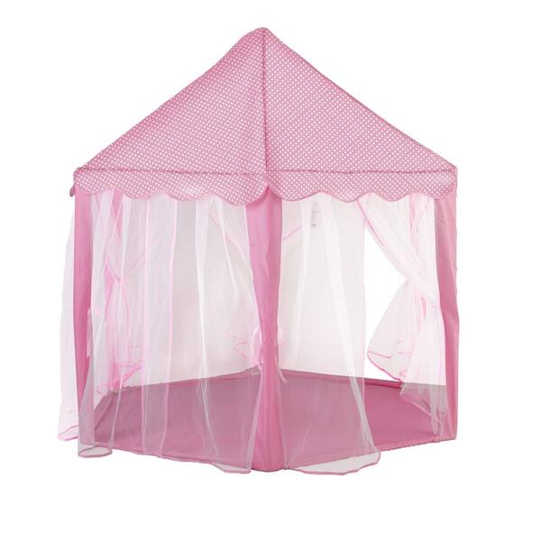 Sudzendf Pink Indoor and Outdoor, 53 in. H Princess Castle Play Tent House with LED Star Lights for Kids